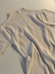 White Ribbed Mock Neck Top