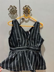 Striped V-Neck Peplum Top