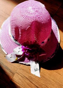 Cute Pink Sun Hat with Flower