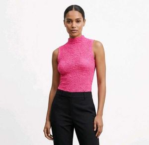 Pink Smocked Mock Neck Top