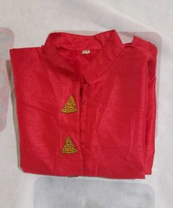 Elegant Red Kurta And Golden Pant