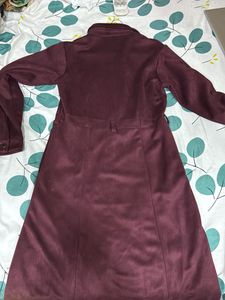 Burgundy Button-Up Midi Dress