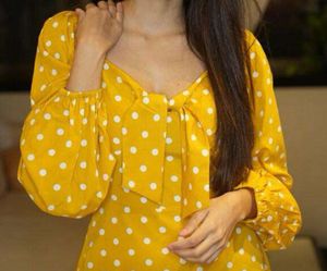 Yellow Polka Dot Dress By Berrylush Brand