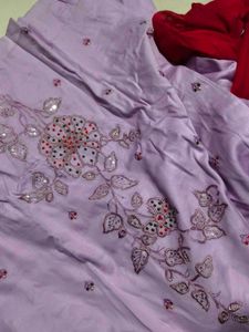 Lilac Kurta Set with Red Dupatta