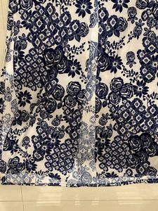 Blue Floral Print Kurta | slit cut