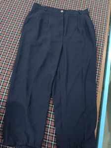 Classic Navy Wide-Leg Trousers