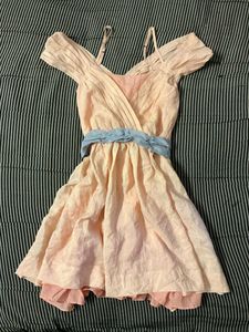 Cute Pink Dress with Blue Sash
