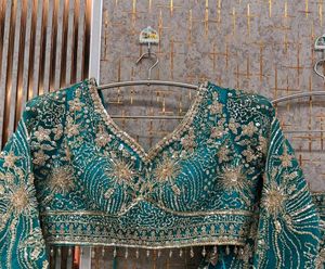 Stunning Teal Embroidered Lehenga Choli Set