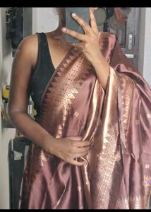 Beautiful Brown Saree with blouse pc