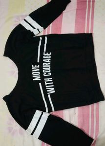 Black Graphic Print Long Sleeve Top