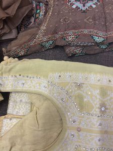 Beautiful Yellow and Brown Kurta Set