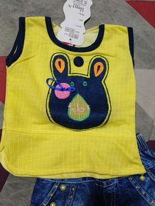 Cute Yellow Top &amp; Denim Shorts Set