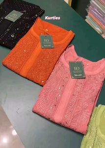Pure Viscose Rust mukesh work Kurti