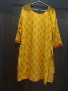 Yellow Printed Kurta