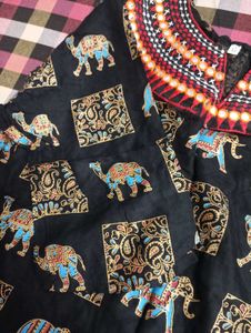 black printed short kurti for women