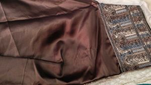 Designer Silk Blouse with Embellished Sleeves