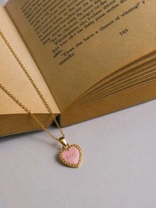 Charming Pink Heart "Love" Necklace