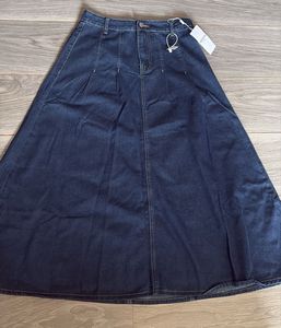 Classic Blue Denim A-Line Skirt