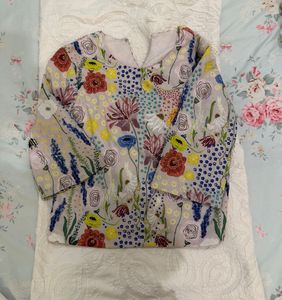 Vibrant Floral Embroidered Blouse and bottoms