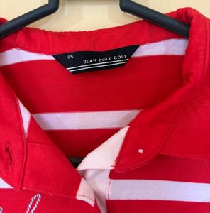 Red &amp; White Striped Polo Shirt