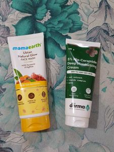 mamaearth facewash & the derma co moisturizer
