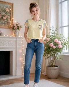 Cute Yellow Floral Detail Top