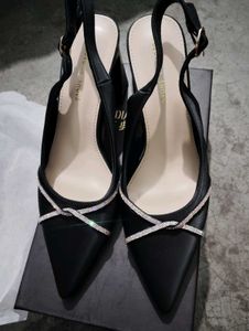 Sparkling Black Slingback Heels
