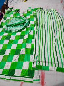 Green Checkered Kurta tauser with dupatta