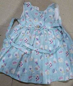 Cute Baby Blue Dress with Fun Print