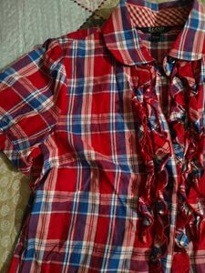 Cute Plaid Ruffle Blouse