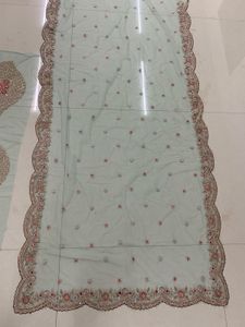 beautiful net saree havy embroidery work