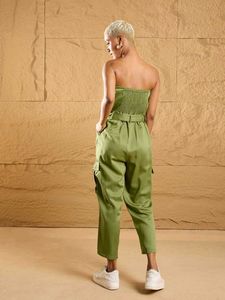 Sassafras Green Strapless Jumpsuit with Belt