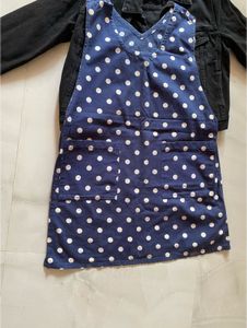Navy Polka Dot Vest denim Dress