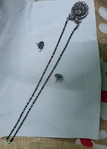 Beautiful Silver Oxidised Mangalsutra With Earring