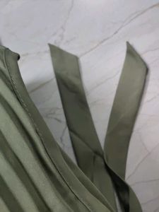 Pleated Olive Green Maxi Dress