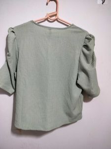 Sage Green Puff Sleeve Top
