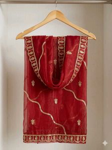 Embroidered maroon Dupatta