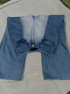 Two-Tone Wide Leg Jeans