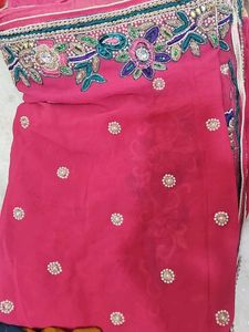 Beautiful Pink Embroidered Sari