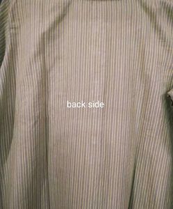 Olive Striped Kurta with Floral Embroidery