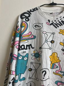 White Graphic Print Long Sleeve Tee