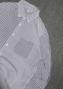 Men's Patchwork Gingham Button-Down Shirt