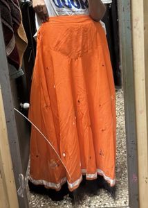 Navratri Orange Ethnic Skirt for women