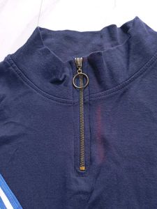 Navy Blue Zip Neck Top