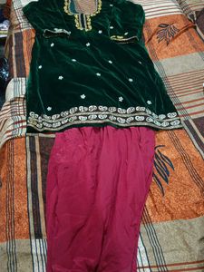 Elegant Velvet Kurta Set with Pants