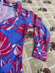 Stylish Floral Print Shirt Dress