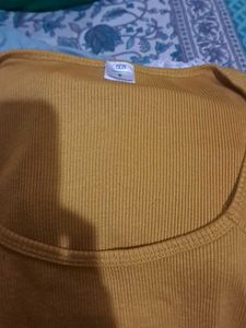 Mustard Yellow Ribbed Knit Top