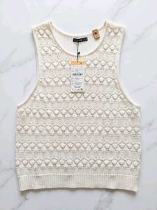 Cream Knit Sleeveless Top