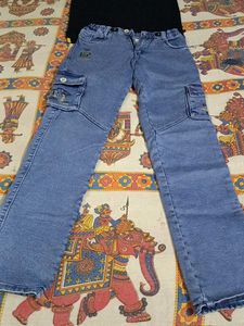 Boys Black Polo Shirt &amp; Blue Jeans