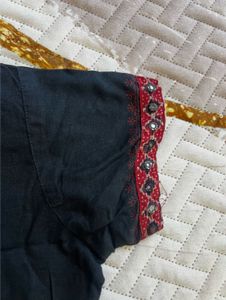 Embroidered Black Tunic Top
